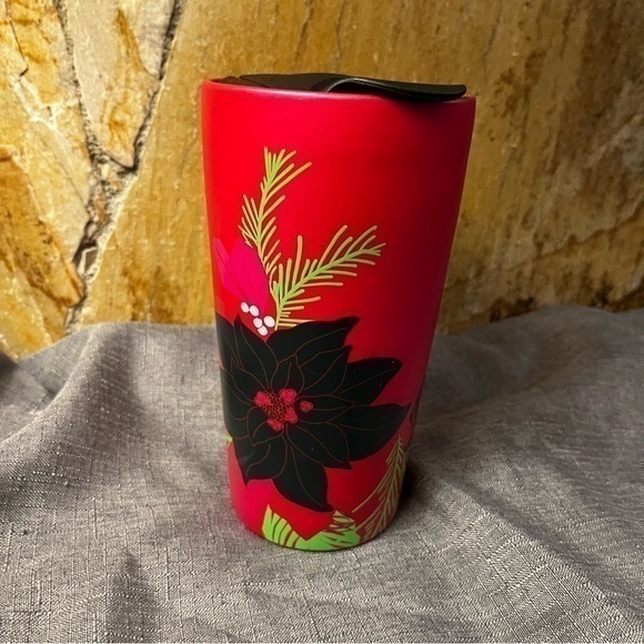 Starbucks Other - Christmas STARBUCKS holiday pointsettia 12 oz travel mug.in rich red